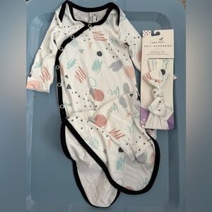 Copper Pearl Knotted baby gown with knit headband